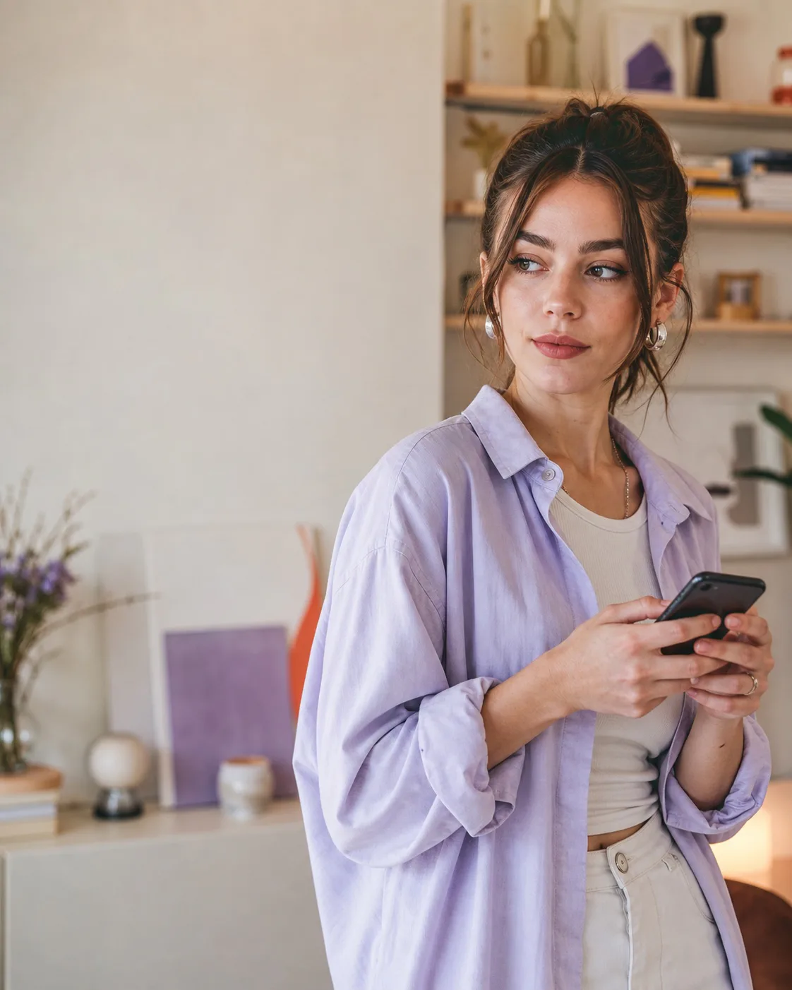 Junge Content Creatorin mit Smartphone